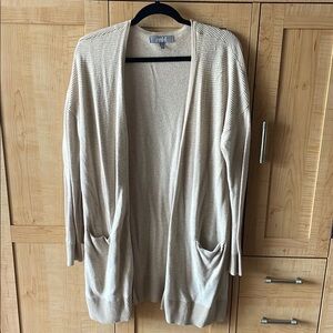 Marked recruited clothing Cream Cardigan Sweater Long-Line Knit